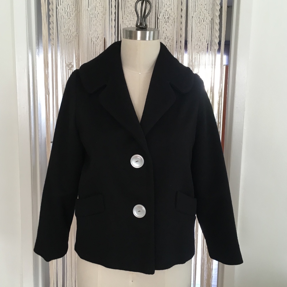Vintage Ladies Black Wool Coat ~ 1960's Bespoke